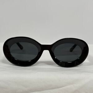 Classic Black Oval Sunglasses w/ Black Lenses